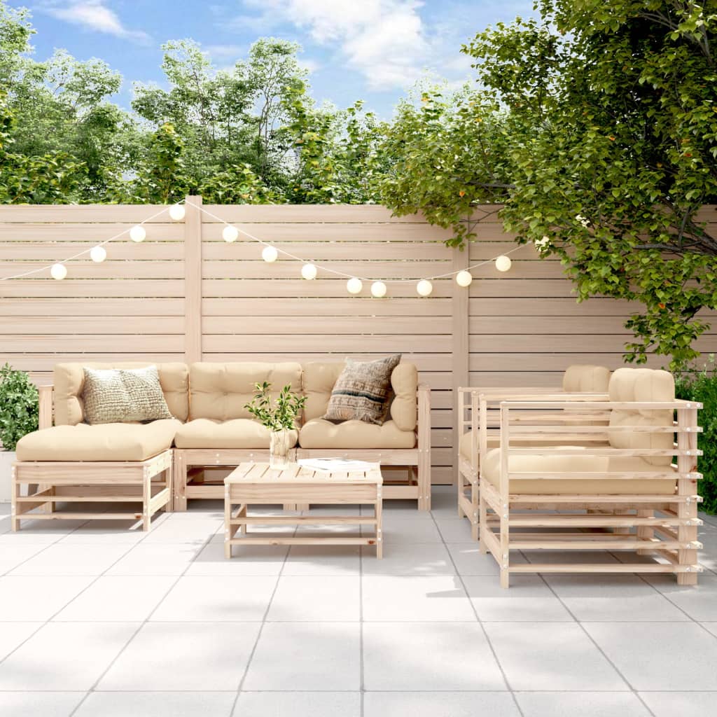 7-delige Loungeset met kussens massief teak Tuinsets | Creëer jouw Trendy Thuis | Gratis bezorgd & Retour | Trendy.nl