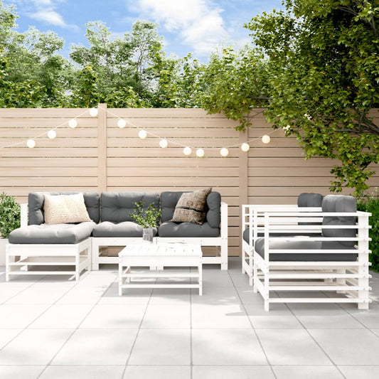 7-delige Loungeset met kussens massief hout wit Tuinsets | Creëer jouw Trendy Thuis | Gratis bezorgd & Retour | Trendy.nl