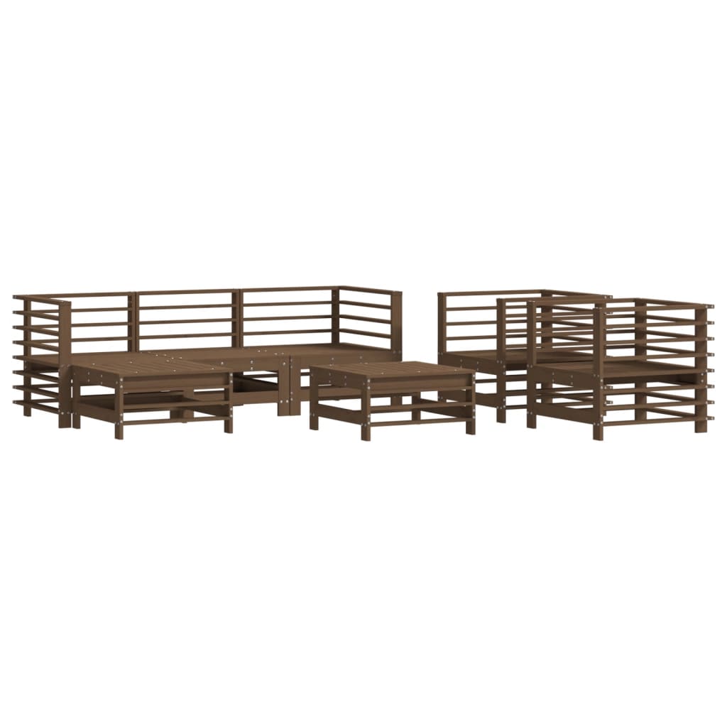 7-delige Loungeset met kussens massief hout honingbruin Tuinsets | Creëer jouw Trendy Thuis | Gratis bezorgd & Retour | Trendy.nl