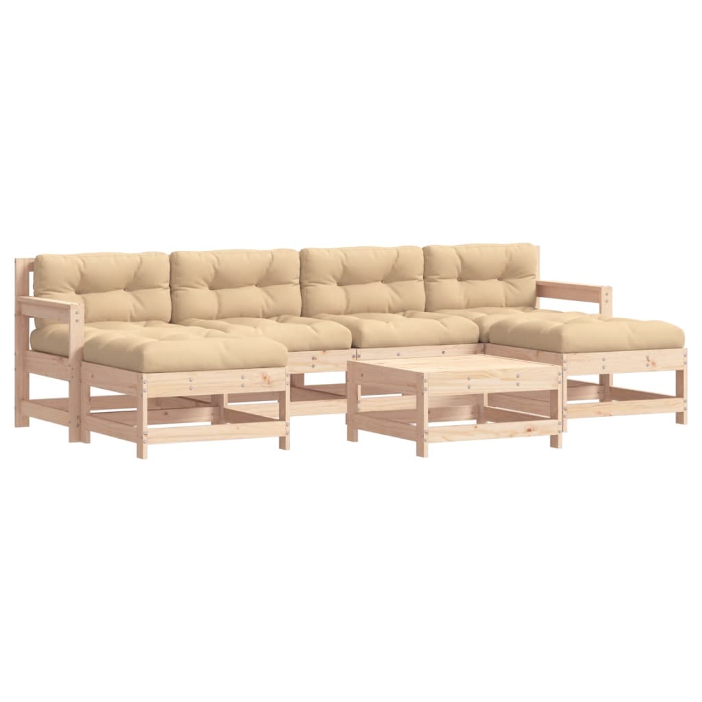 7-delige Loungeset met kussens massief teak Tuinsets | Creëer jouw Trendy Thuis | Gratis bezorgd & Retour | Trendy.nl