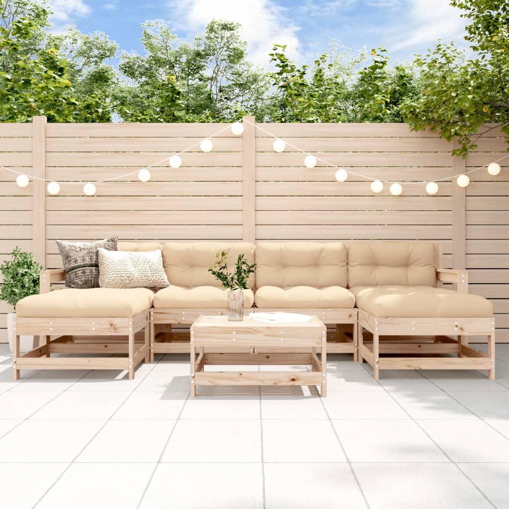 7-delige Loungeset met kussens massief teak Tuinsets | Creëer jouw Trendy Thuis | Gratis bezorgd & Retour | Trendy.nl