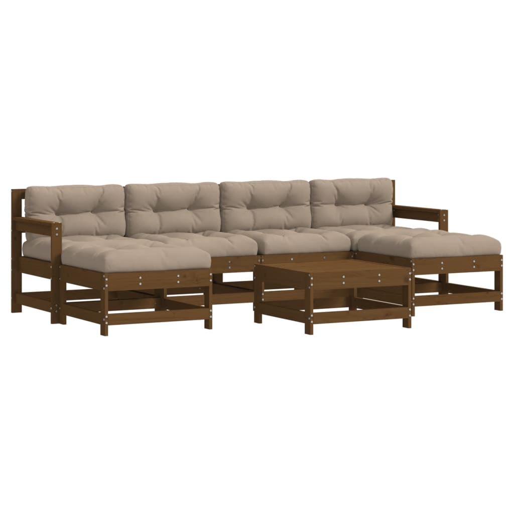 7-delige Loungeset met kussens massief hout honingbruin Tuinsets | Creëer jouw Trendy Thuis | Gratis bezorgd & Retour | Trendy.nl