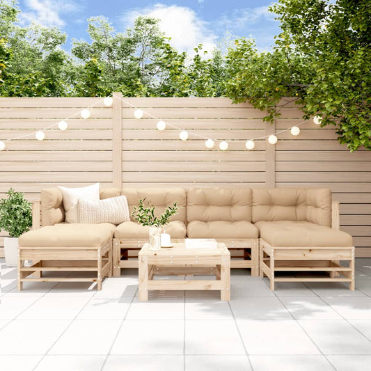 7-delige Loungeset met kussens massief teak Tuinsets | Creëer jouw Trendy Thuis | Gratis bezorgd & Retour | Trendy.nl