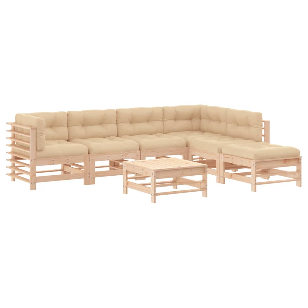 7-delige Loungeset met kussens massief teak Tuinsets | Creëer jouw Trendy Thuis | Gratis bezorgd & Retour | Trendy.nl