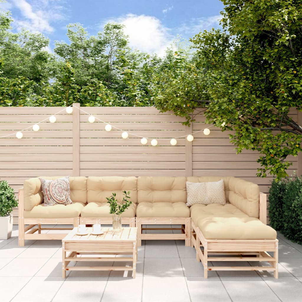 7-delige Loungeset met kussens massief teak Tuinsets | Creëer jouw Trendy Thuis | Gratis bezorgd & Retour | Trendy.nl