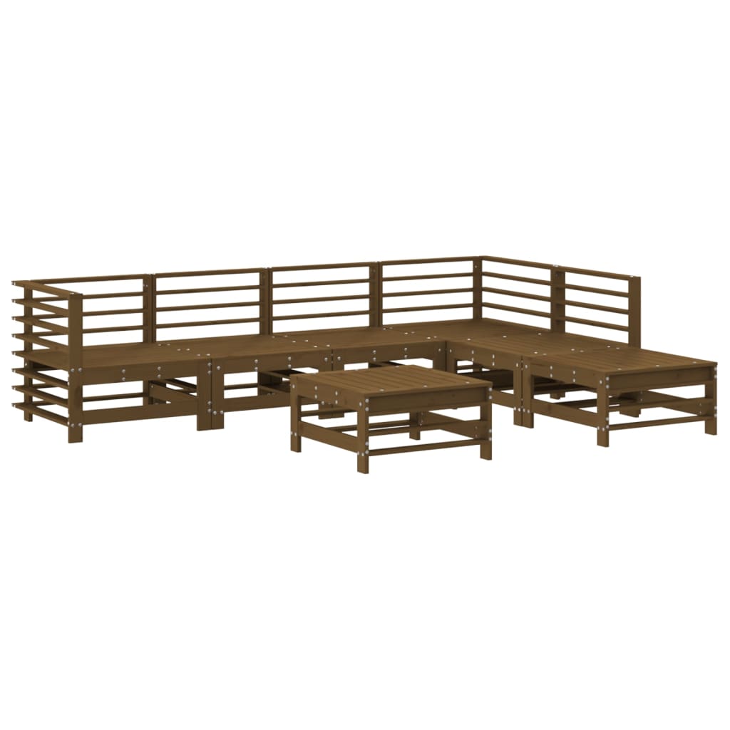 7-delige Loungeset met kussens massief hout honingbruin Tuinsets | Creëer jouw Trendy Thuis | Gratis bezorgd & Retour | Trendy.nl