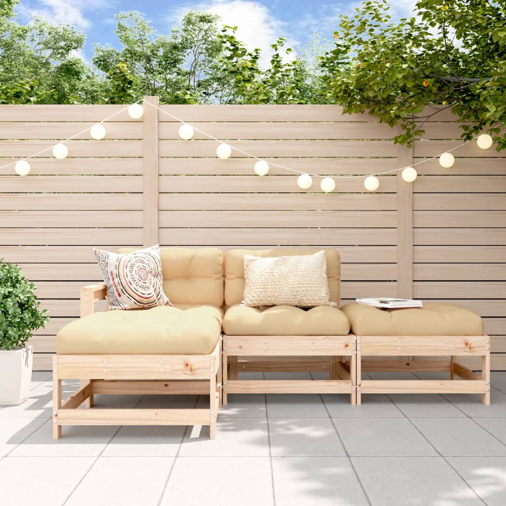 4-delige Loungeset met kussens massief hout Tuinsets | Creëer jouw Trendy Thuis | Gratis bezorgd & Retour | Trendy.nl