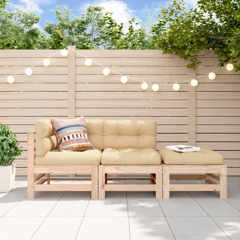 3-delige Loungeset met kussens massief hout Tuinsets | Creëer jouw Trendy Thuis | Gratis bezorgd & Retour | Trendy.nl