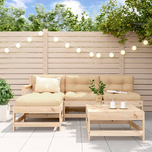 5-delige Loungeset met kussens massief hout Tuinsets | Creëer jouw Trendy Thuis | Gratis bezorgd & Retour | Trendy.nl