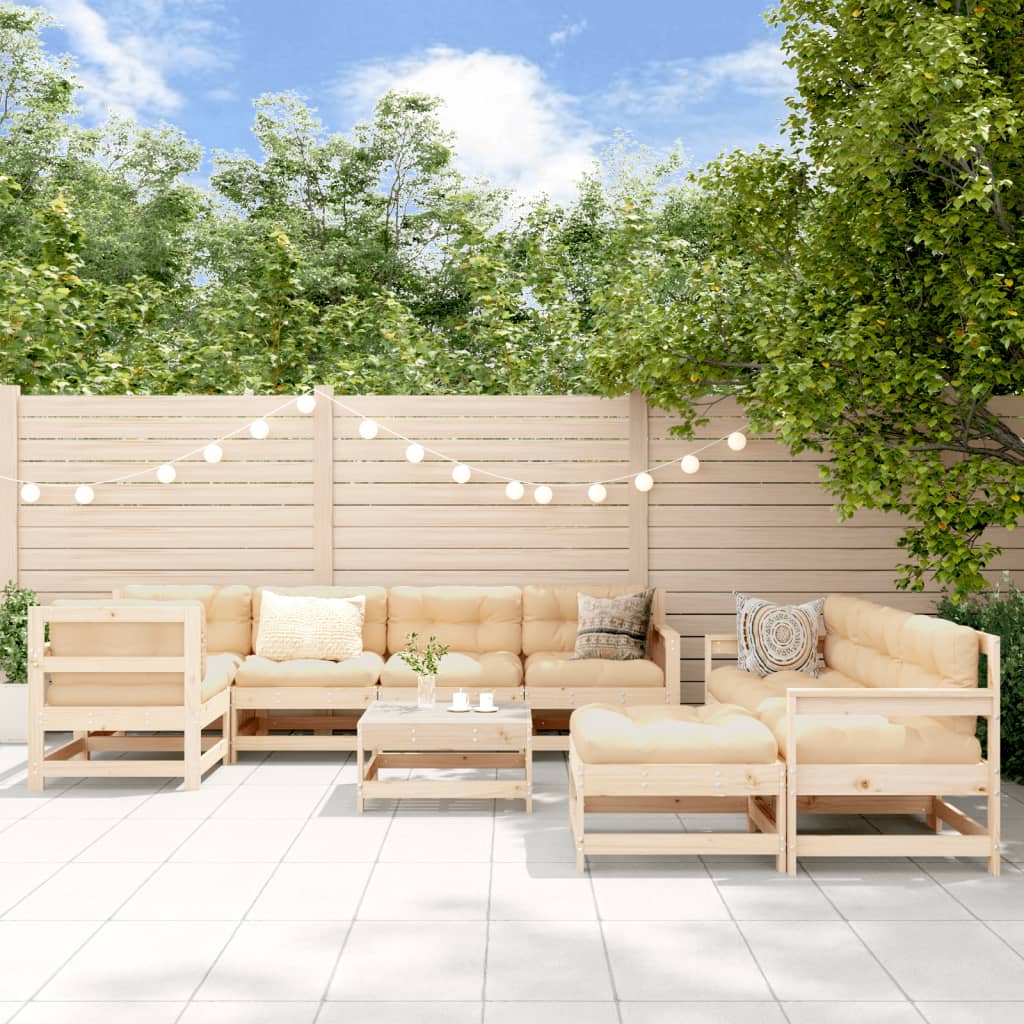 10-delige Loungeset met kussens massief hout Tuinsets | Creëer jouw Trendy Thuis | Gratis bezorgd & Retour | Trendy.nl