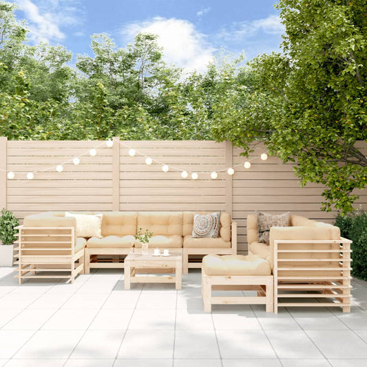 10-delige Loungeset met kussens massief hout Tuinsets | Creëer jouw Trendy Thuis | Gratis bezorgd & Retour | Trendy.nl