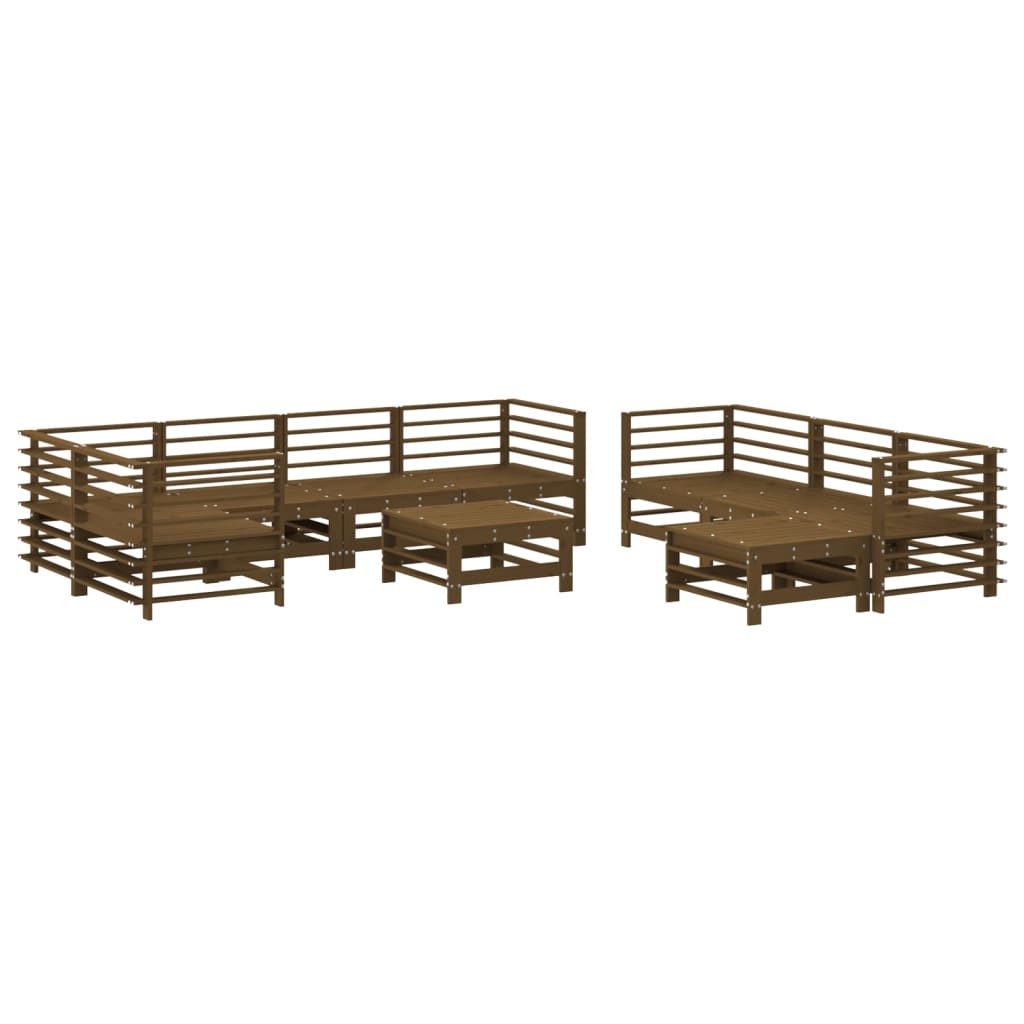 10-delige Loungeset met kussens massief hout honingbruin Tuinsets | Creëer jouw Trendy Thuis | Gratis bezorgd & Retour | Trendy.nl