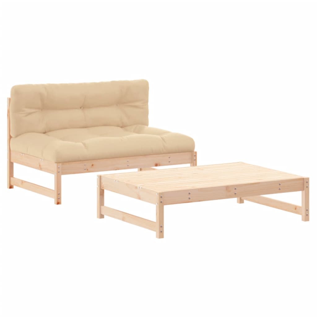 2-delige Loungeset met kussens massief grenen Tuinsets | Creëer jouw Trendy Thuis | Gratis bezorgd & Retour | Trendy.nl