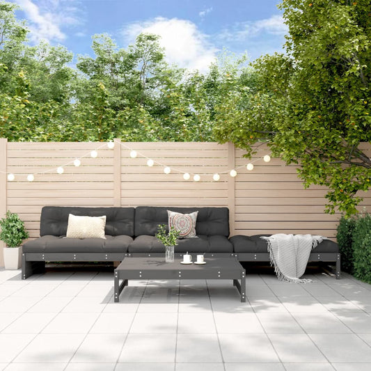 4-delige Loungeset met kussens massief hout grijs Tuinsets | Creëer jouw Trendy Thuis | Gratis bezorgd & Retour | Trendy.nl