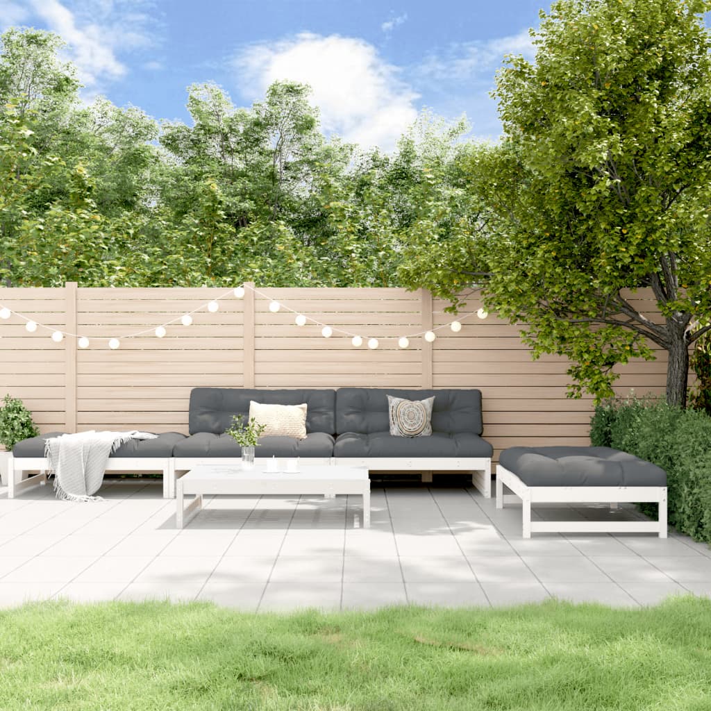 5-delige Loungeset met kussens massief hout wit Tuinsets | Creëer jouw Trendy Thuis | Gratis bezorgd & Retour | Trendy.nl