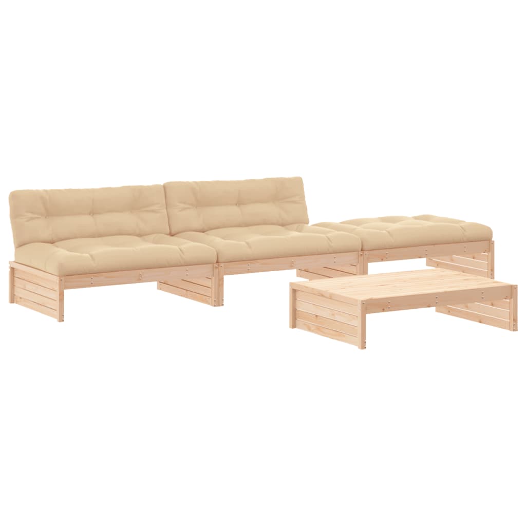 4-delige Loungeset met kussens massief hout Tuinsets | Creëer jouw Trendy Thuis | Gratis bezorgd & Retour | Trendy.nl