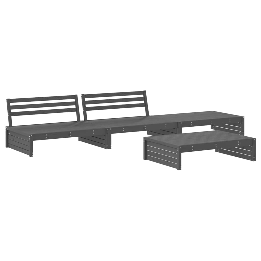 4-delige Loungeset met kussens massief hout grijs Tuinsets | Creëer jouw Trendy Thuis | Gratis bezorgd & Retour | Trendy.nl