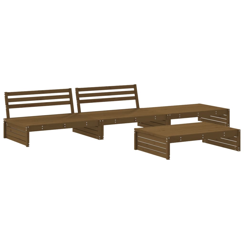 4-delige Loungeset met kussens massief hout honingbruin Tuinsets | Creëer jouw Trendy Thuis | Gratis bezorgd & Retour | Trendy.nl