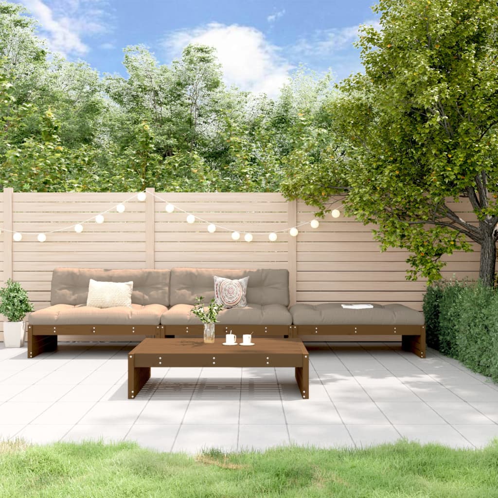 4-delige Loungeset met kussens massief hout honingbruin Tuinsets | Creëer jouw Trendy Thuis | Gratis bezorgd & Retour | Trendy.nl