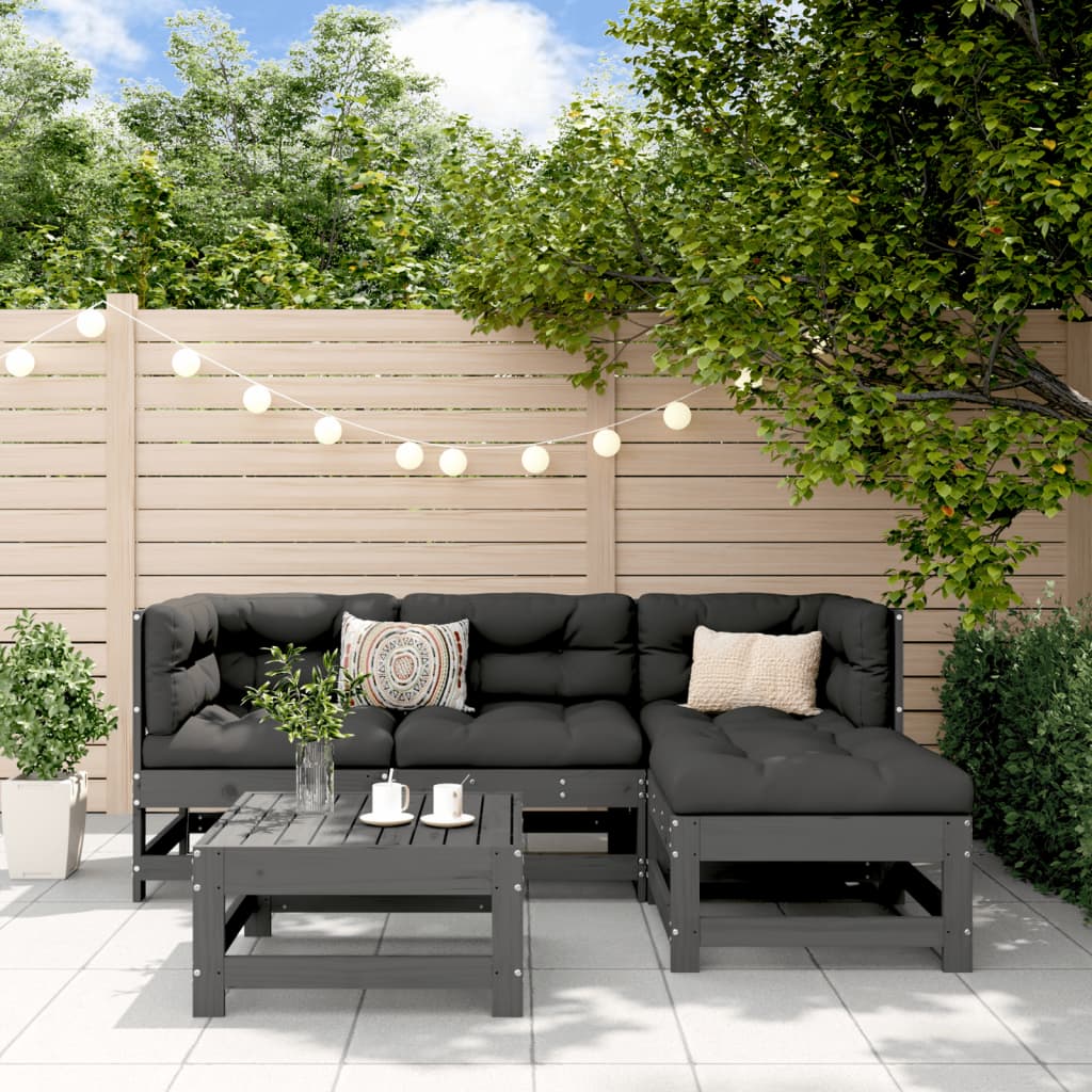 5-delige Loungeset massief grenenhout grijs Tuinsets | Creëer jouw Trendy Thuis | Gratis bezorgd & Retour | Trendy.nl