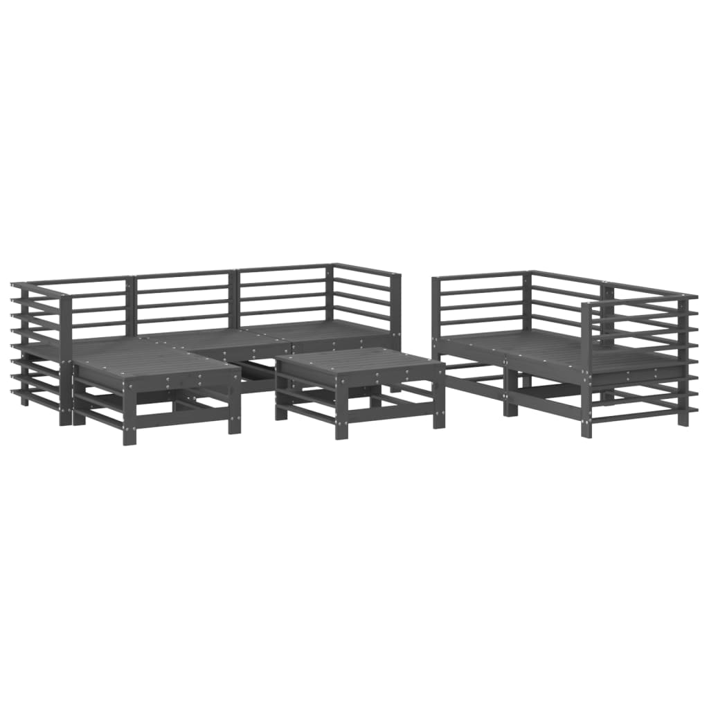 7-delige Loungeset massief grenenhout grijs Tuinsets | Creëer jouw Trendy Thuis | Gratis bezorgd & Retour | Trendy.nl