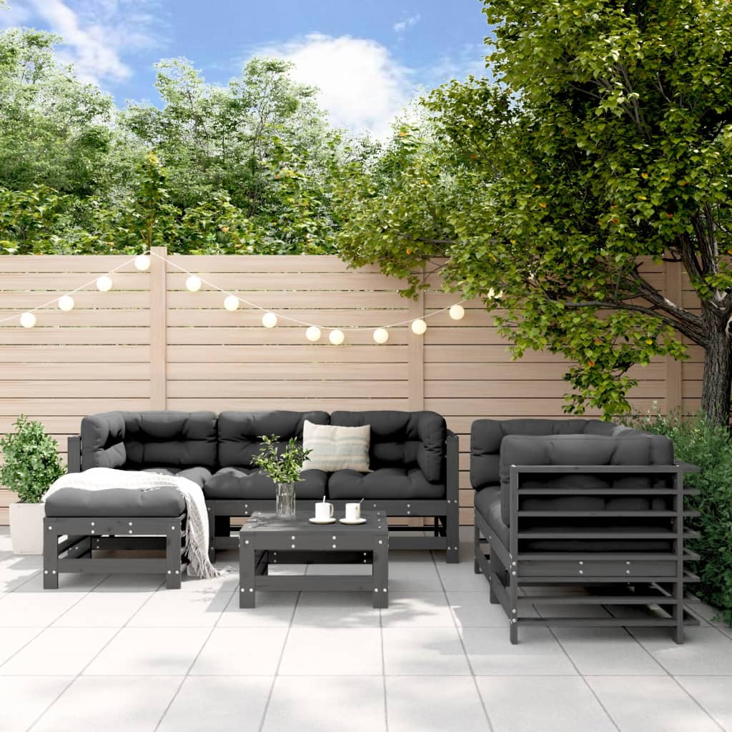 7-delige Loungeset massief grenenhout grijs Tuinsets | Creëer jouw Trendy Thuis | Gratis bezorgd & Retour | Trendy.nl