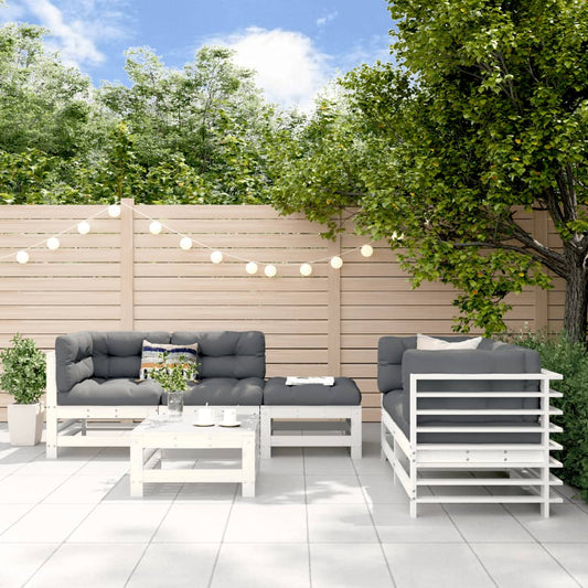 6-delige Loungeset massief grenenhout wit Tuinsets | Creëer jouw Trendy Thuis | Gratis bezorgd & Retour | Trendy.nl