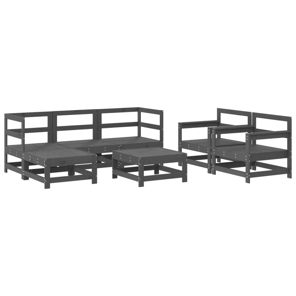 7-delige Loungeset massief grenenhout grijs Tuinsets | Creëer jouw Trendy Thuis | Gratis bezorgd & Retour | Trendy.nl