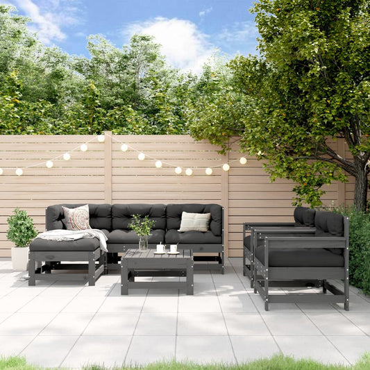 7-delige Loungeset massief grenenhout grijs Tuinsets | Creëer jouw Trendy Thuis | Gratis bezorgd & Retour | Trendy.nl