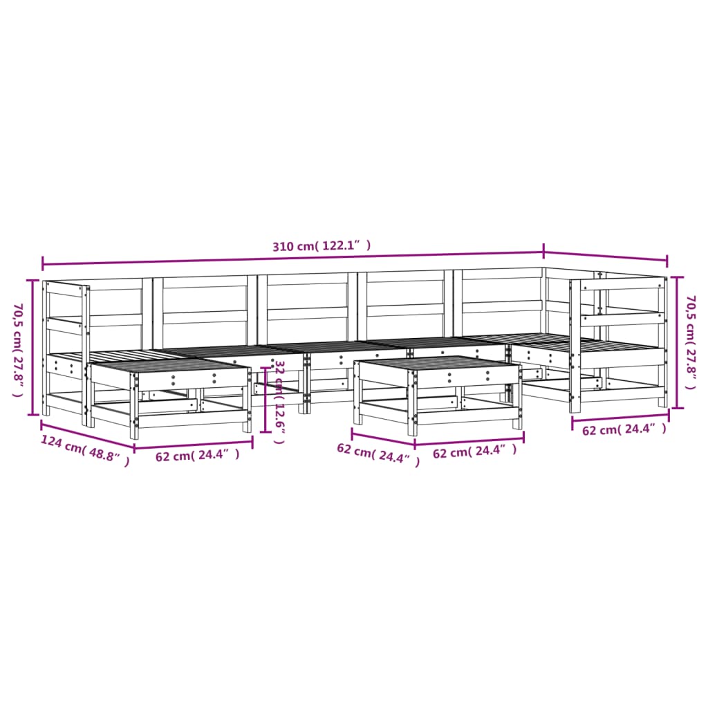 8-delige Loungeset massief grenenhout grijs Tuinsets | Creëer jouw Trendy Thuis | Gratis bezorgd & Retour | Trendy.nl