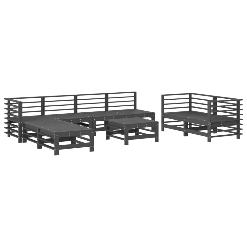 9-delige Loungeset massief grenenhout grijs Tuinsets | Creëer jouw Trendy Thuis | Gratis bezorgd & Retour | Trendy.nl