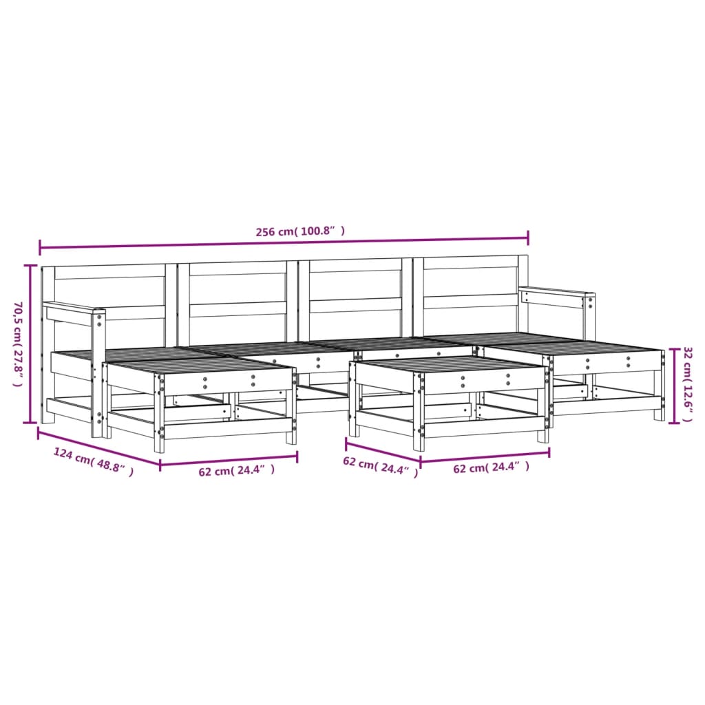 7-delige Loungeset massief grenenhout grijs Tuinsets | Creëer jouw Trendy Thuis | Gratis bezorgd & Retour | Trendy.nl