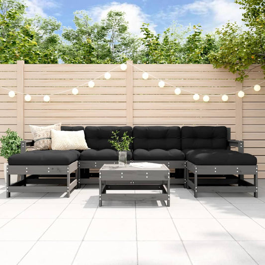 7-delige Loungeset massief grenenhout grijs Tuinsets | Creëer jouw Trendy Thuis | Gratis bezorgd & Retour | Trendy.nl