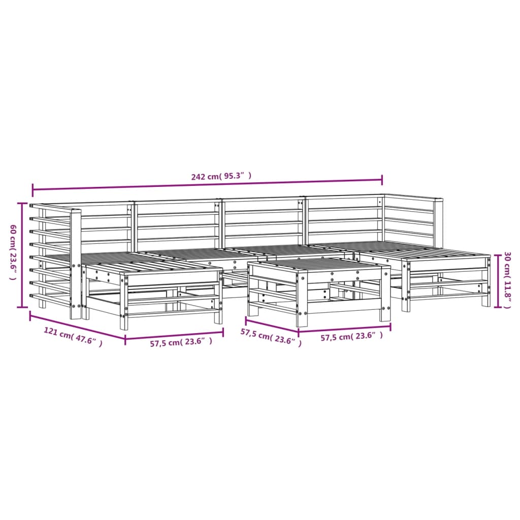 7-delige Loungeset massief grenenhout wit Tuinsets | Creëer jouw Trendy Thuis | Gratis bezorgd & Retour | Trendy.nl