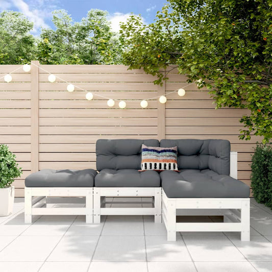 4-delige Loungeset massief grenenhout wit Tuinsets | Creëer jouw Trendy Thuis | Gratis bezorgd & Retour | Trendy.nl