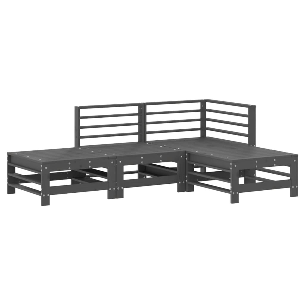 4-delige Loungeset massief grenenhout grijs Tuinsets | Creëer jouw Trendy Thuis | Gratis bezorgd & Retour | Trendy.nl