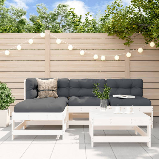 5-delige Loungeset massief grenenhout wit Tuinsets | Creëer jouw Trendy Thuis | Gratis bezorgd & Retour | Trendy.nl