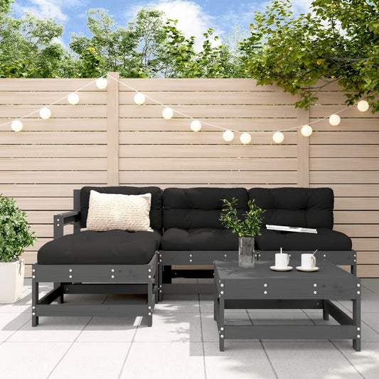 5-delige Loungeset massief grenenhout grijs Tuinsets | Creëer jouw Trendy Thuis | Gratis bezorgd & Retour | Trendy.nl