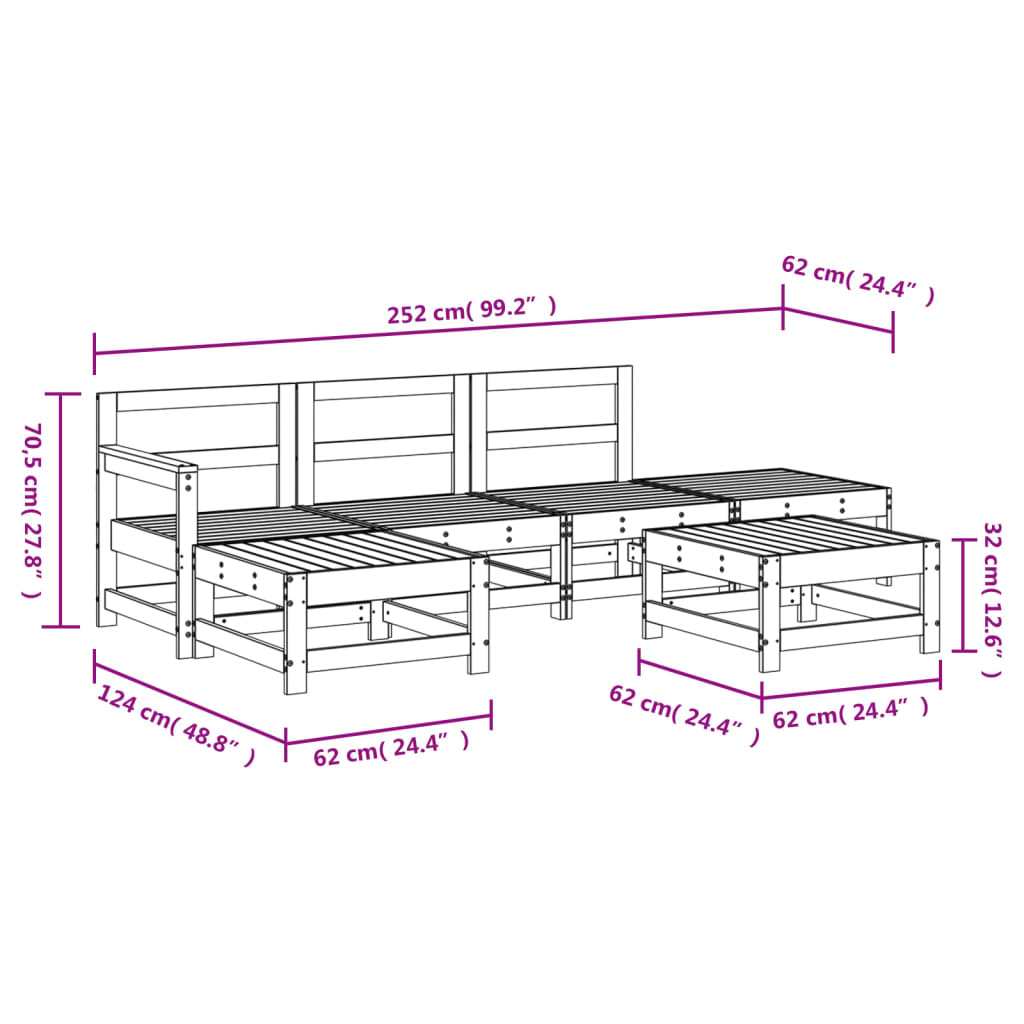 6-delige Loungeset geïmpregneerd grenenhout Tuinsets | Creëer jouw Trendy Thuis | Gratis bezorgd & Retour | Trendy.nl