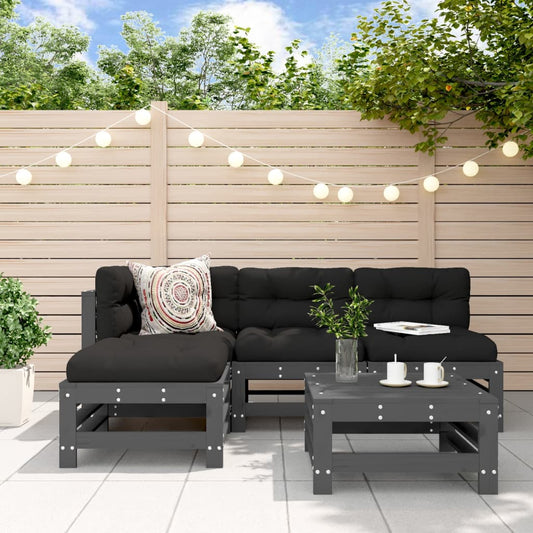 5-delige Loungeset massief grenenhout grijs Tuinsets | Creëer jouw Trendy Thuis | Gratis bezorgd & Retour | Trendy.nl