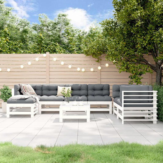 8-delige Loungeset massief grenenhout wit Tuinsets | Creëer jouw Trendy Thuis | Gratis bezorgd & Retour | Trendy.nl