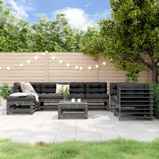 8-delige Loungeset massief grenenhout grijs Tuinsets | Creëer jouw Trendy Thuis | Gratis bezorgd & Retour | Trendy.nl