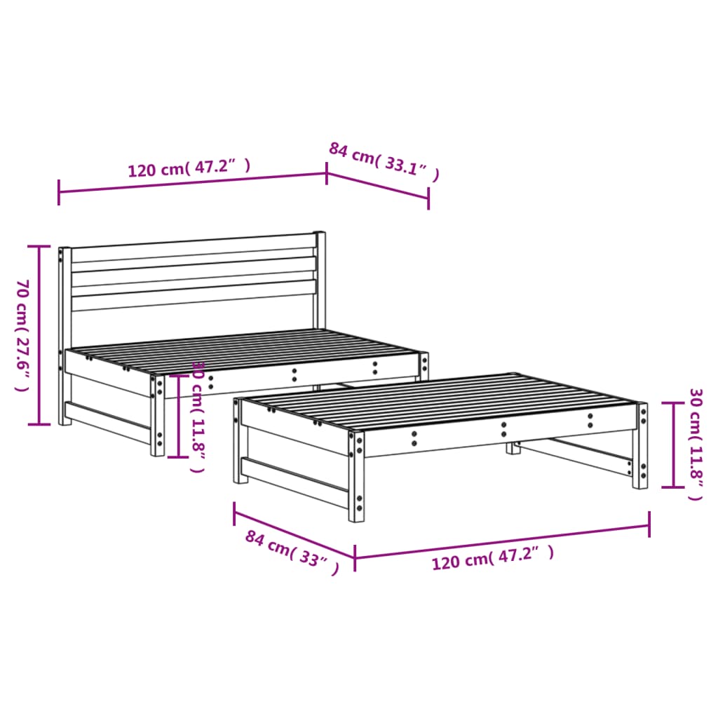 2-delige Loungeset geïmpregneerd grenenhout Tuinsets | Creëer jouw Trendy Thuis | Gratis bezorgd & Retour | Trendy.nl