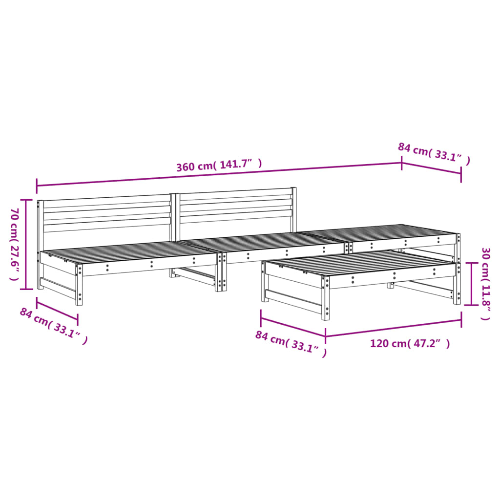 4-delige Loungeset massief grenenhout Tuinsets | Creëer jouw Trendy Thuis | Gratis bezorgd & Retour | Trendy.nl