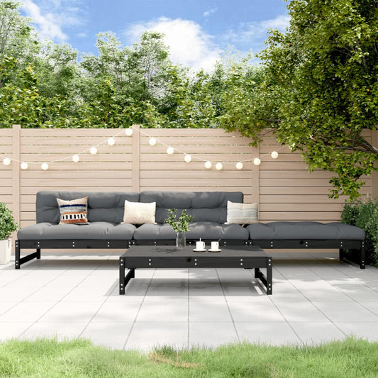 4-delige Loungeset massief grenenhout zwart Tuinsets | Creëer jouw Trendy Thuis | Gratis bezorgd & Retour | Trendy.nl