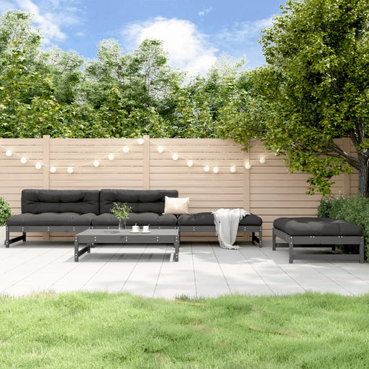 5-delige Loungeset massief grenenhout grijs Tuinsets | Creëer jouw Trendy Thuis | Gratis bezorgd & Retour | Trendy.nl