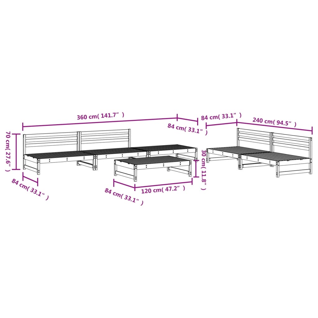 6-delige Loungeset massief grenenhout wit Tuinsets | Creëer jouw Trendy Thuis | Gratis bezorgd & Retour | Trendy.nl