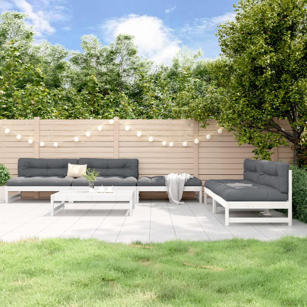 6-delige Loungeset massief grenenhout wit Tuinsets | Creëer jouw Trendy Thuis | Gratis bezorgd & Retour | Trendy.nl