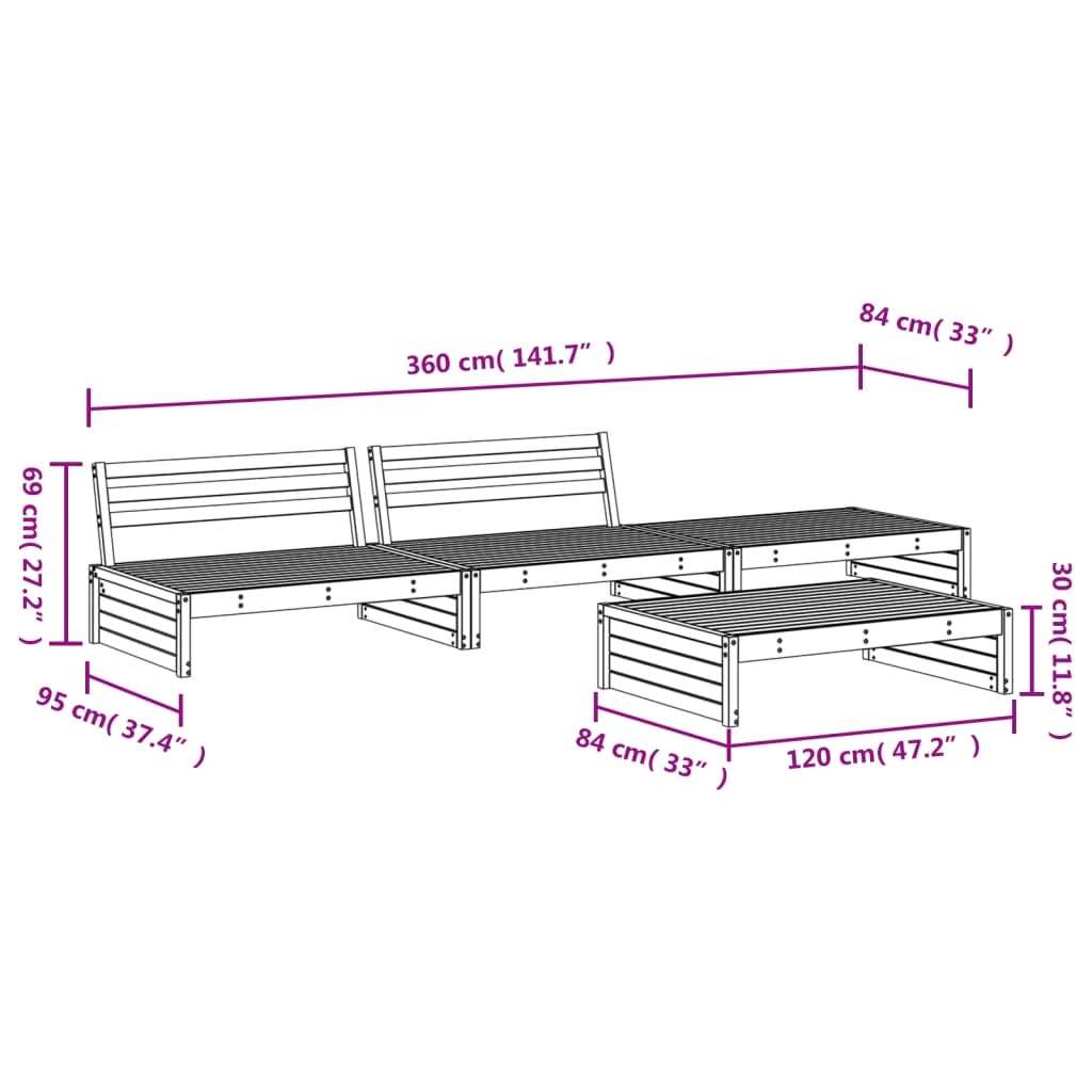 4-delige Loungeset massief douglashout Tuinsets | Creëer jouw Trendy Thuis | Gratis bezorgd & Retour | Trendy.nl