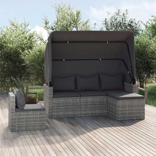 4-delige Loungeset met kussens poly rattan grijs Tuinsets | Creëer jouw Trendy Thuis | Gratis bezorgd & Retour | Trendy.nl